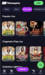 live casino Metaspins